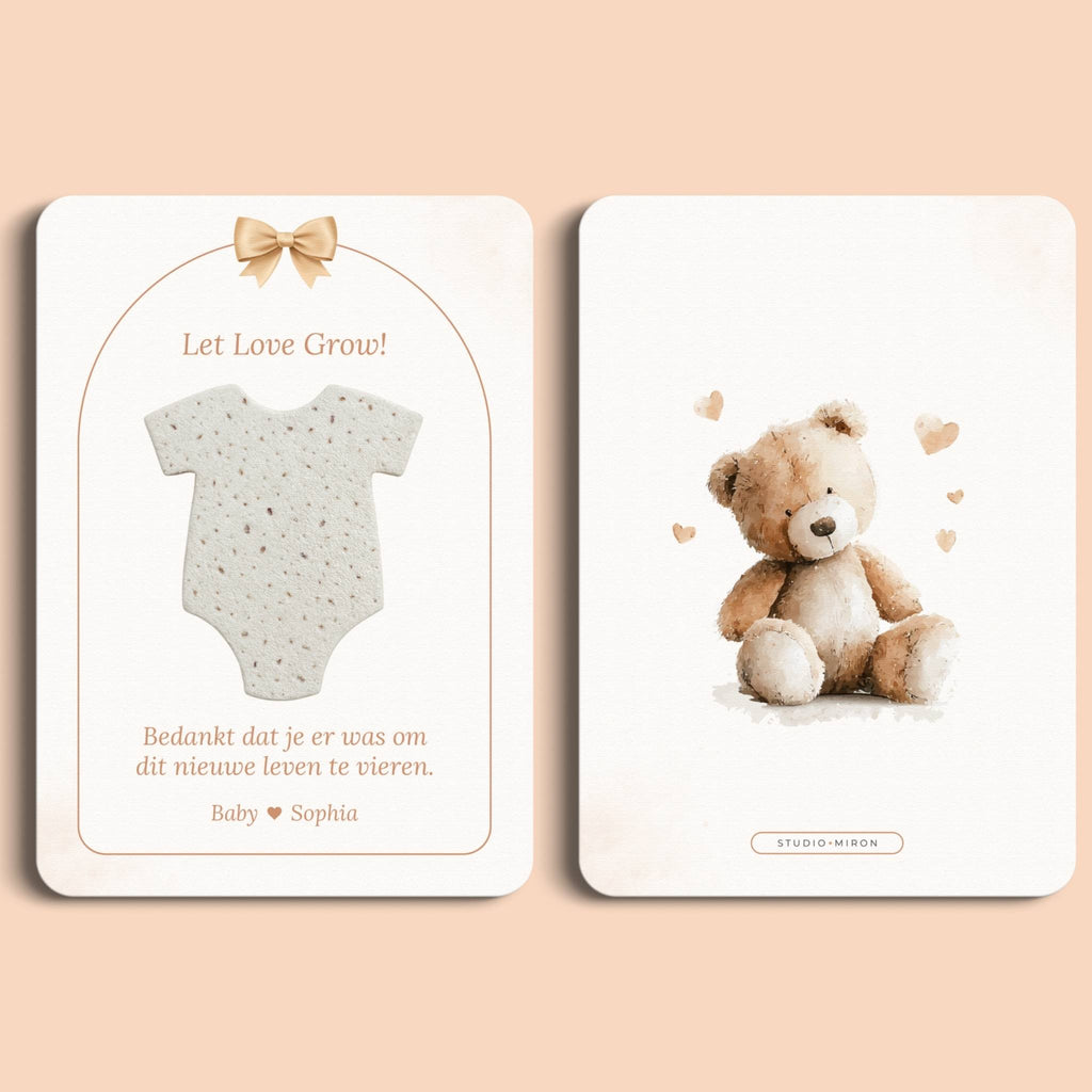 Kraamcadeau let love grow boho beige voor en achter Studio Miron