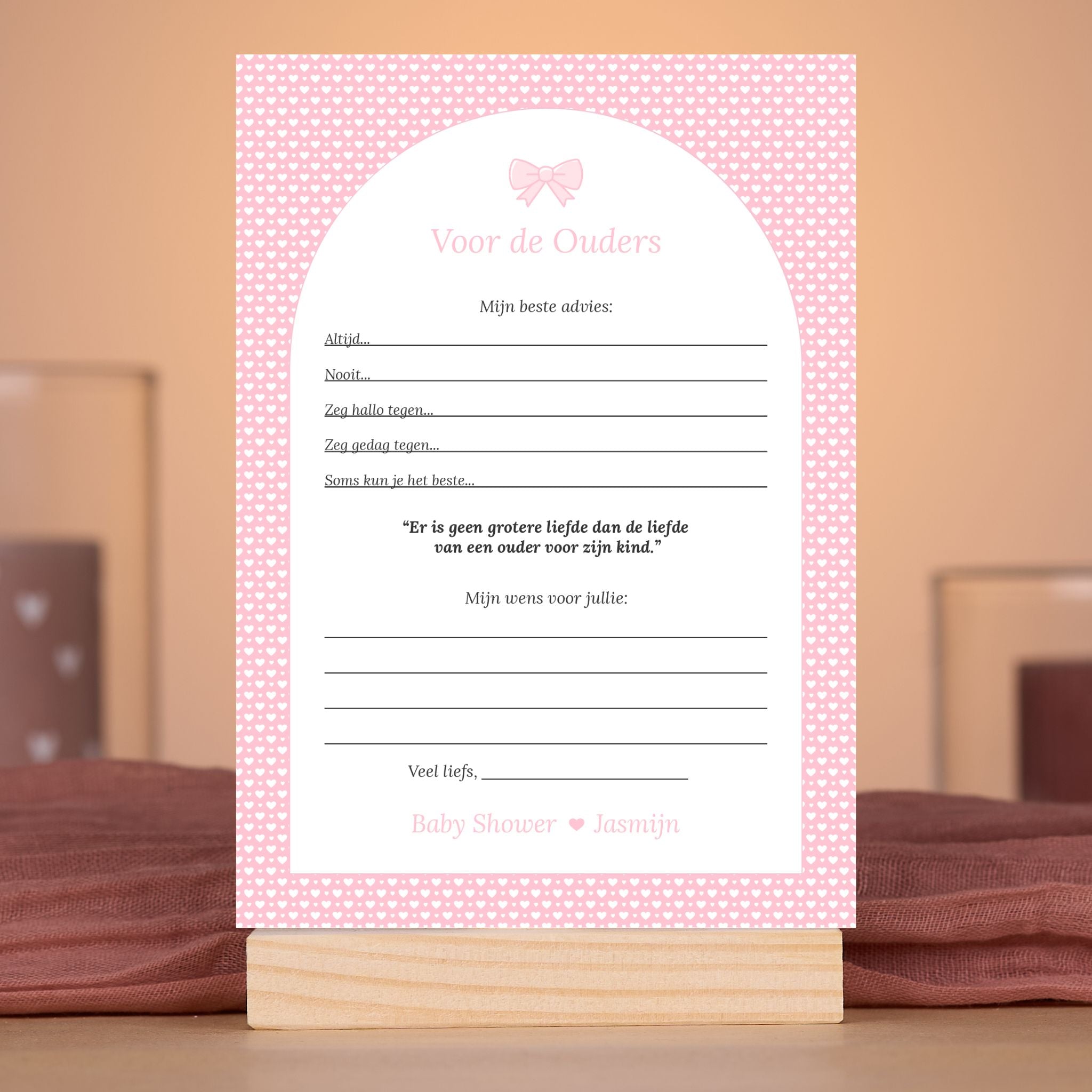 Babyvoorspellingen & Voor de Ouders - Roze Hartjes Met Strikje