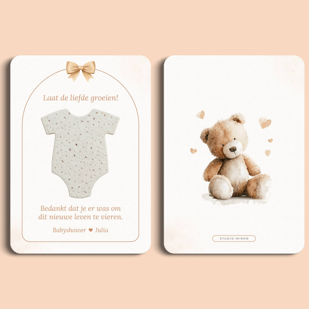 Zaadpapier Rompertje Cadeau | Boho Beige met Beertje