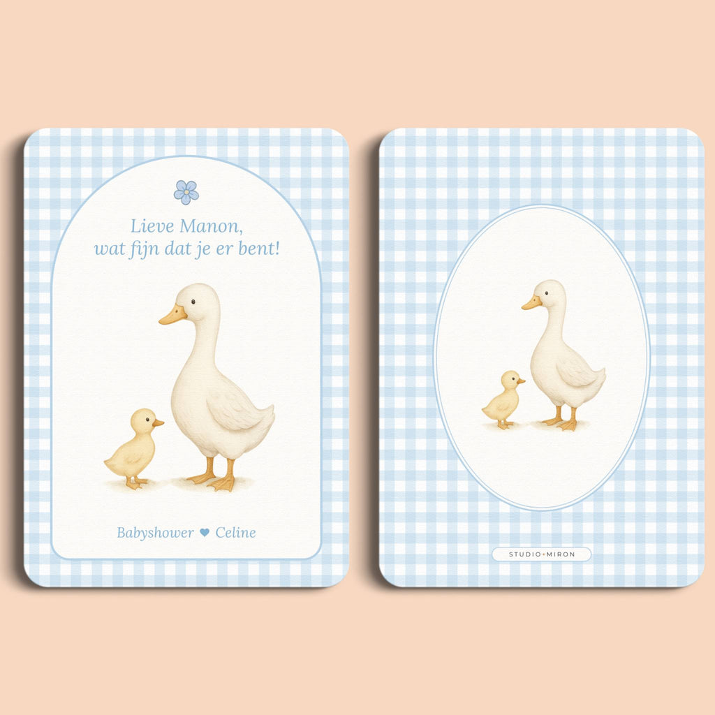 Mini Welkomstbord A6 - Naamkaart | Gingham Blauw