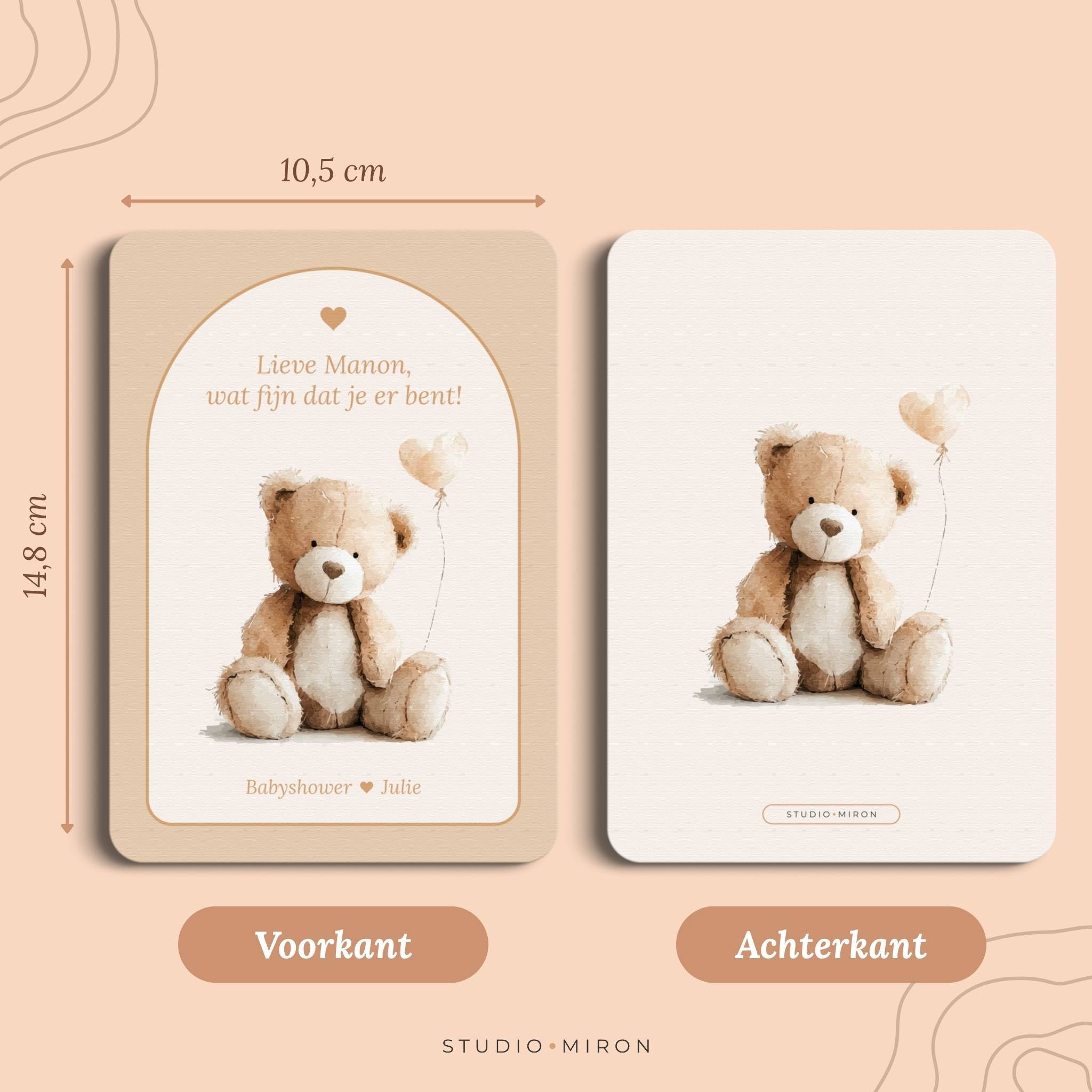 Babyshower decoratie Welkomstposter en Naamkaart in Boho Beige Zand stijl, formaat voorkant en achterkant – Studio Miron