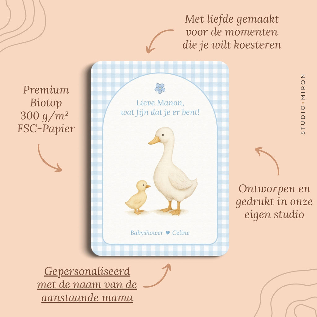 Mini Welkomstbord A6 - Naamkaart | Gingham Blauw