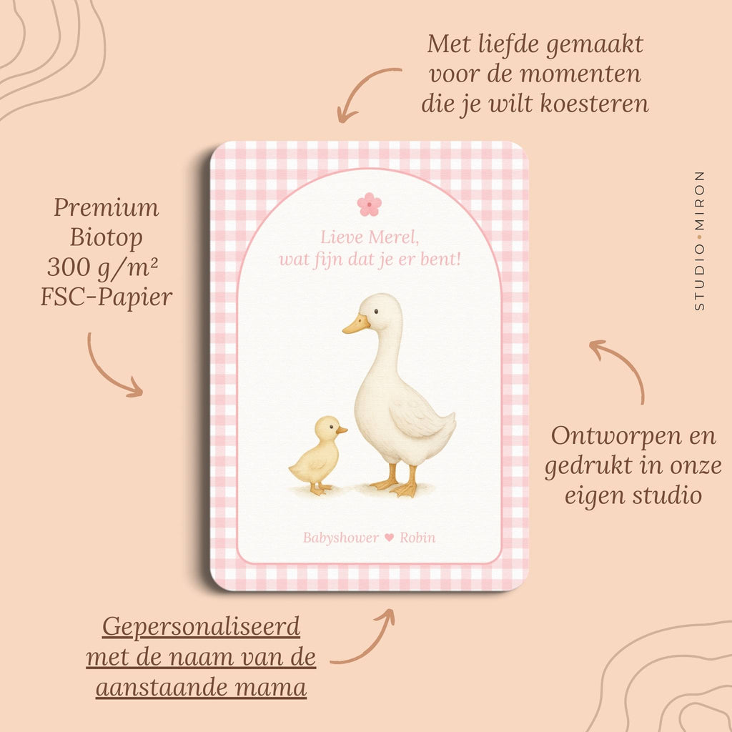 Mini Welkomstbord A6 - Naamkaart | Gingham Roze