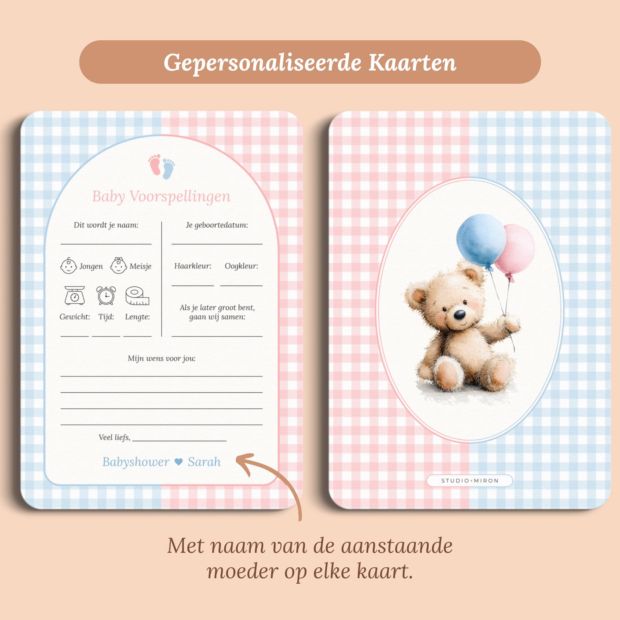 Baby Voorspellingen | Gingham Roze-Blauw