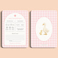 Babyshower invulkaarten baby voorspellingen gingham roze voor en achter Studio Miron