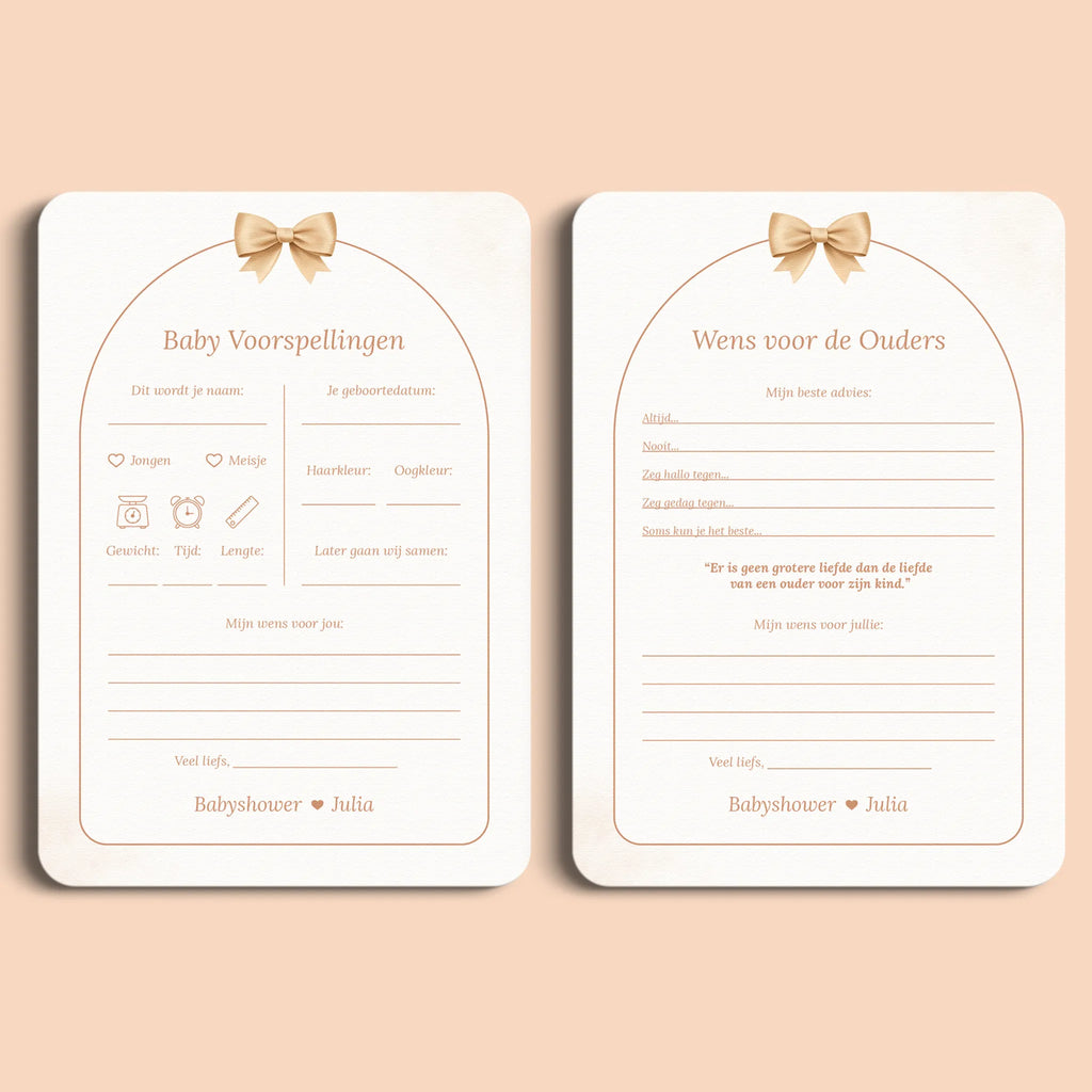 Baby Shower Fill-In Card Set | Boho Bow