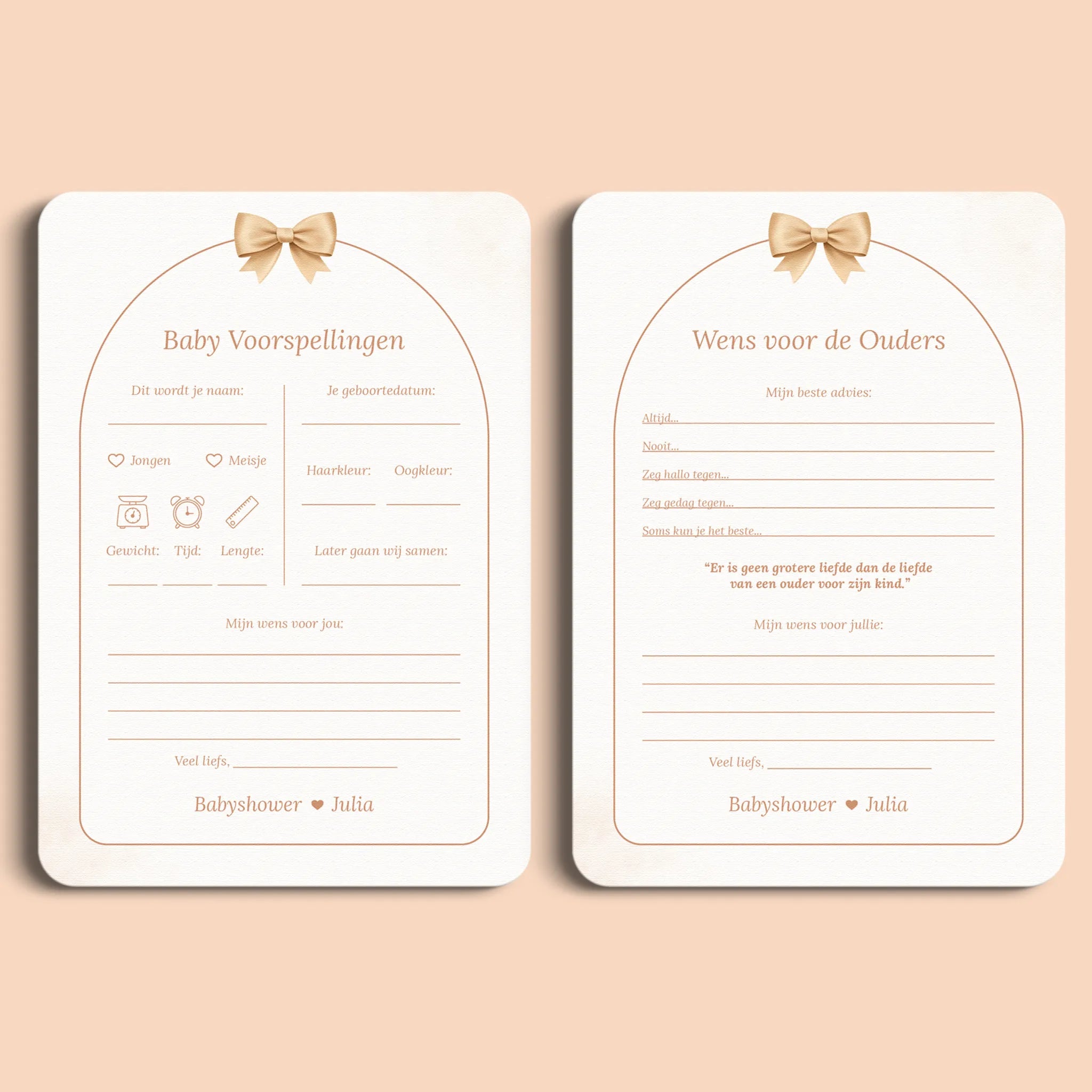 Baby Shower Fill-In Card Set | Boho Bow