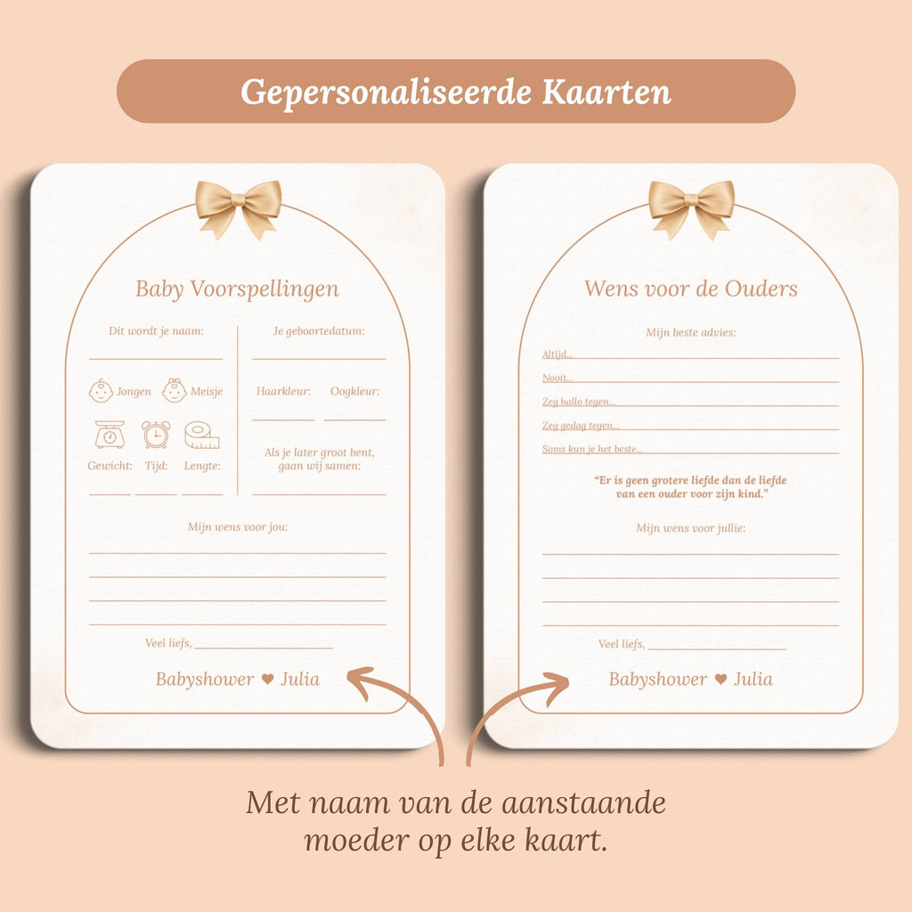 Babyshower Ausfüllkarten Set | Boho Schleife