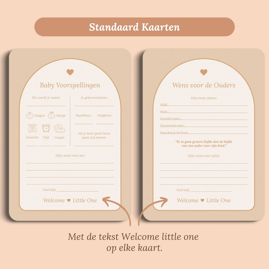 Babyshower invulkaarten set boho zand standaard voor en achter Studio Miron
