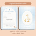 Babyshower invulkaarten wens voor de ouders gingham blauw gepersonaliseerd voor en achter Studio Miron