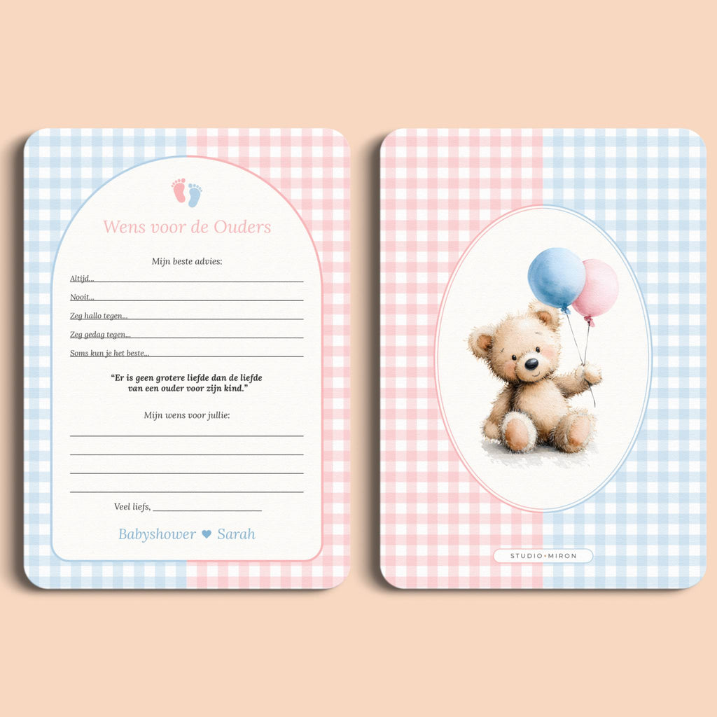 Wens voor de Ouders | Gingham Roze-Blauw