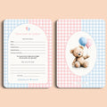 Babyshower invulkaarten wens voor de ouders gingham roze blauw voor en achter Studio Miron