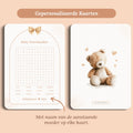 Babyshower spelletjes baby woordzoeker boho beige beertje gepersonaliseerd voor en achter Studio Miron
