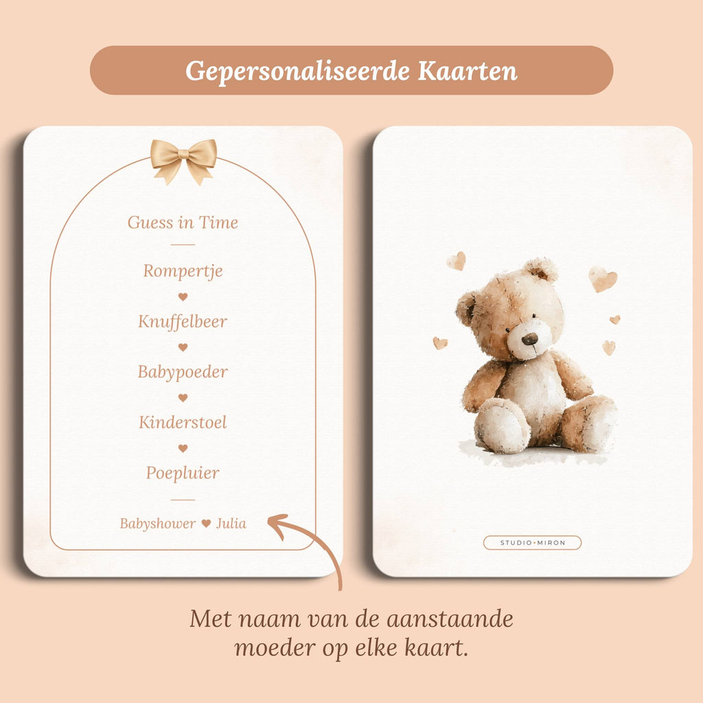 Babyshower Spiel – Guess in Time | Boho Schleife