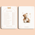 Babyshower spelletjes mama of papa boho beige beertje voor en achter Studio Miron