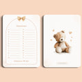 Babyshower spelletjes namenrace boho beige beertje voor en achter Studio Miron
