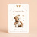 Babyshower welkomstbord Boho Beige met Beertje – gepersonaliseerde naamkaart voor gasten, gedrukt op stevig papier, Studio Miron