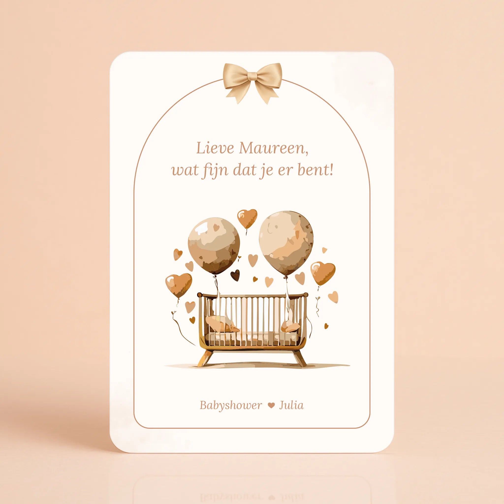 Babyshower welkomstbord Boho Strik – gepersonaliseerde naamkaart voor gasten, gedrukt op stevig papier, Studio Miron