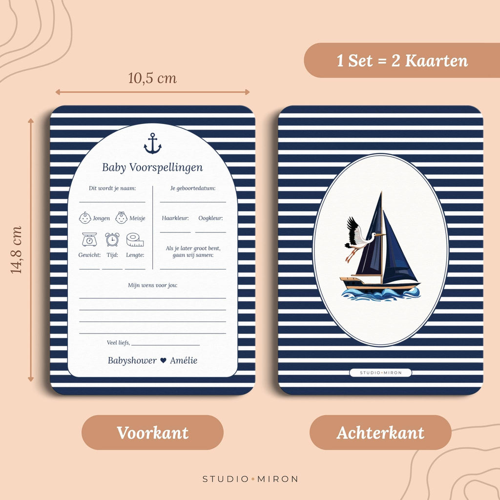 Babyshower Invulkaarten Pakket | Navy Blue